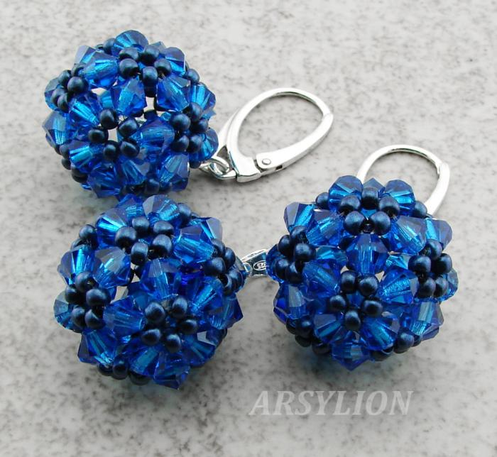 komplet  kule z kryształami capri blue