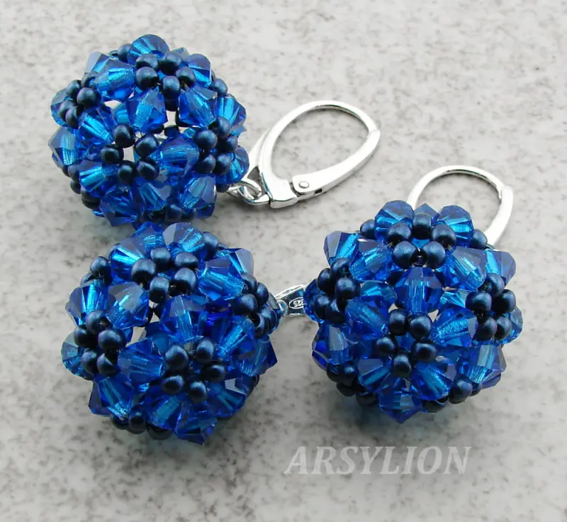 komplet  kule z kryształami capri blue