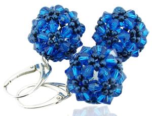 komplet  kule z kryształami capri blue