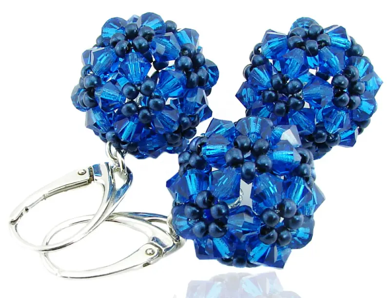 komplet  kule z kryształami capri blue