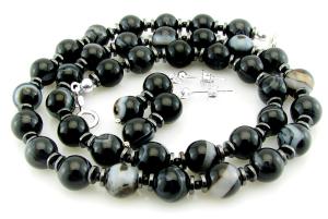 ARSYLION komplet agat czarny z hematytem 1288