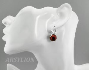 bordowe kolczyki z 12mm perłami