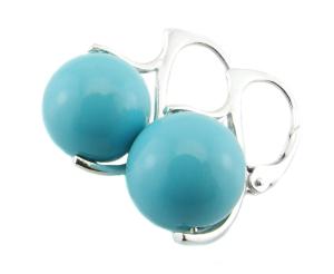 ARSYLION turkusowe kolczyki perły majorka12mm kule 1204