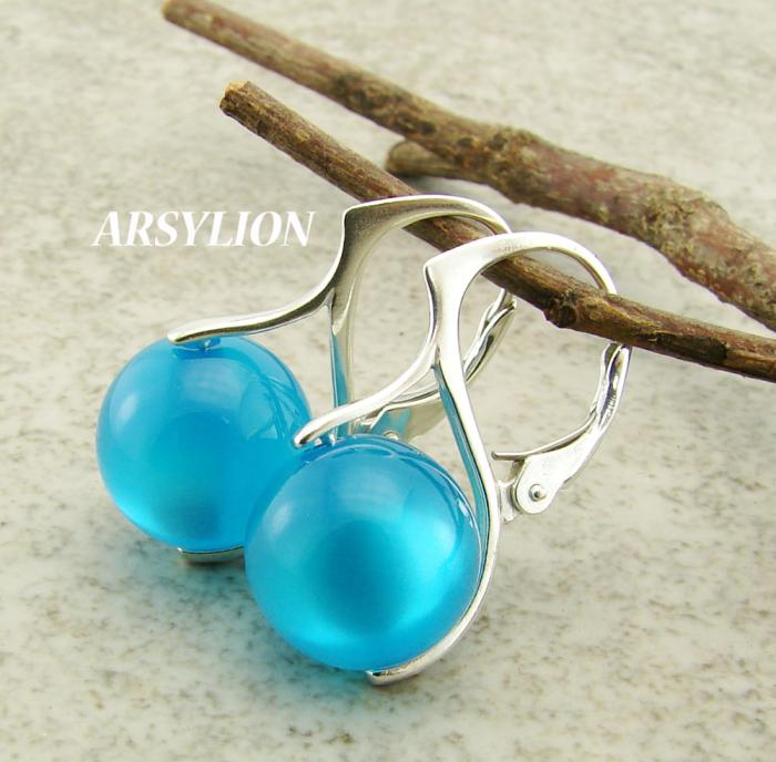 kolczyki lucido polaris kule 12mm blue zircon