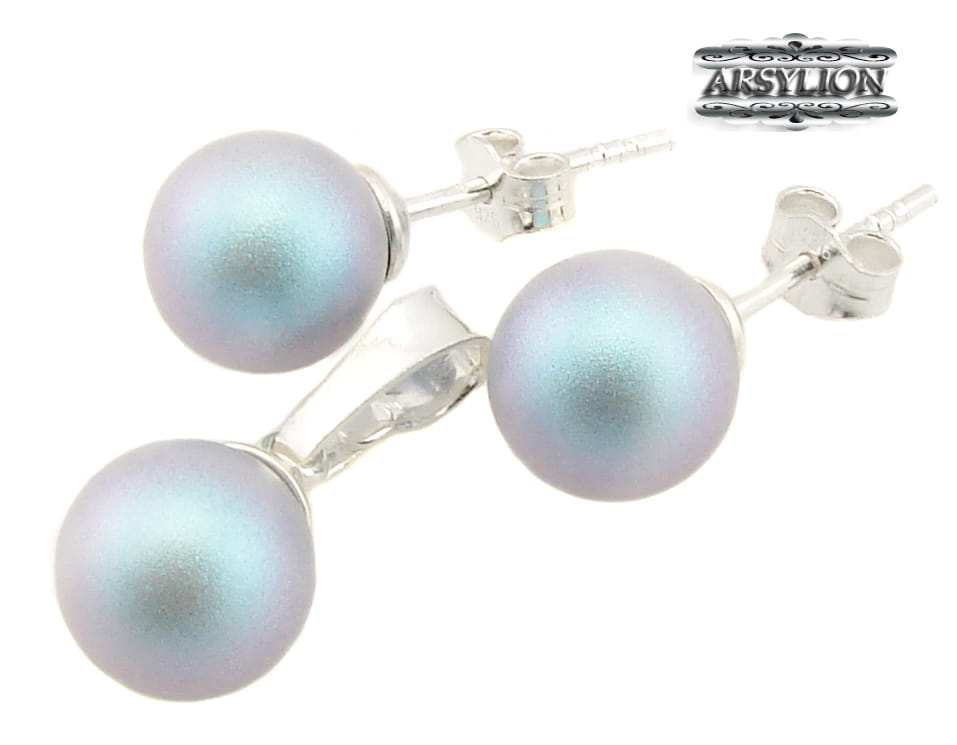 Komplet perła kryształ Swarovski Elements Iridescent Light Blue