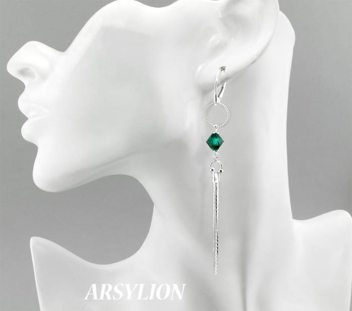 kolczyki z kryształkami Swarovski emerald bicone