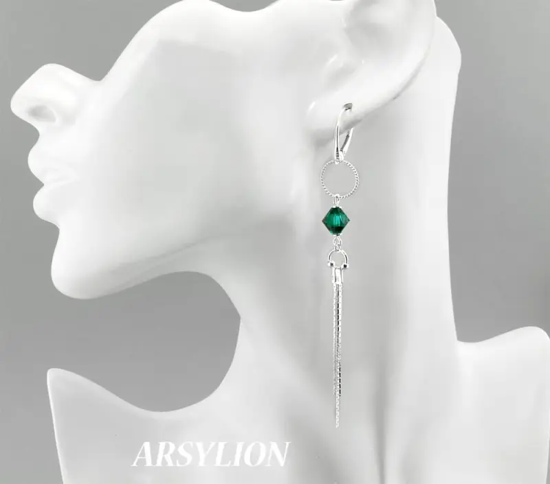 kolczyki z kryształkami Swarovski emerald bicone