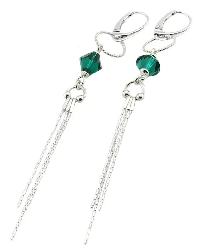 kolczyki z kryształkami Swarovski emerald bicone