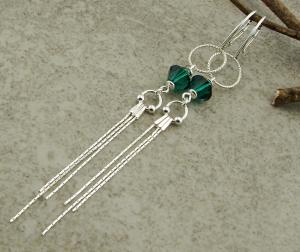kolczyki z kryształkami Swarovski emerald bicone