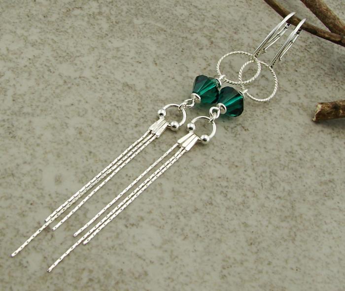 kolczyki z kryształkami Swarovski emerald bicone