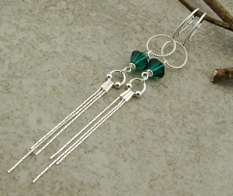 kolczyki z kryształkami Swarovski emerald bicone