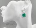 szmaragdowe kolczyki jeżykowe kule emerald ab