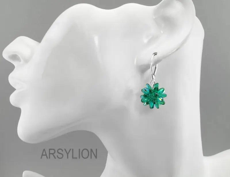 szmaragdowe kolczyki jeżykowe kule emerald ab