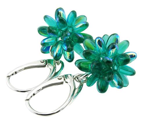 szmaragdowe kolczyki jeżykowe kule emerald ab