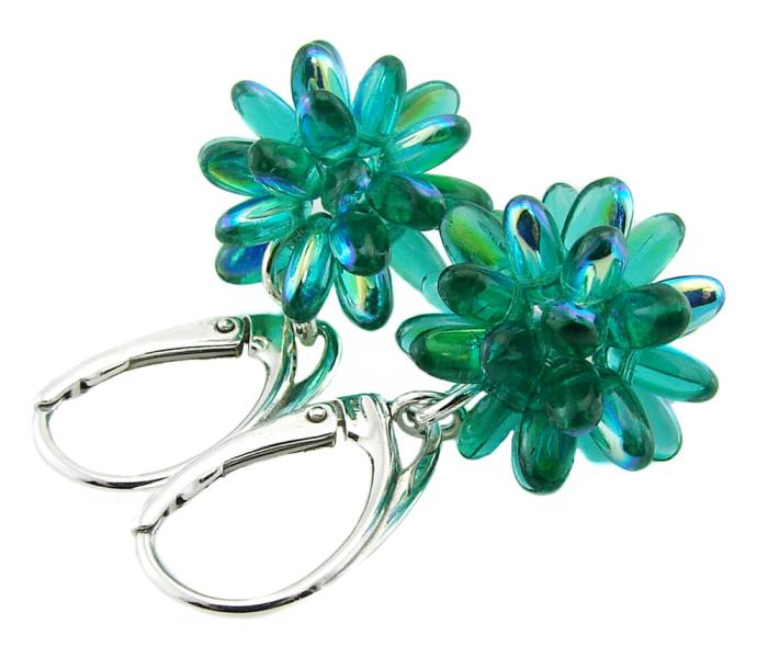 szmaragdowe kolczyki jeżykowe kule emerald ab