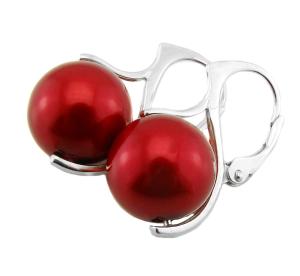 ARSYLION czerwone kolczyki 12mm perły kule 329