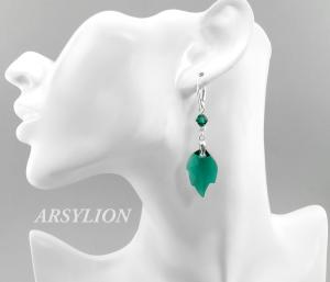szmaragdowe kolczyki z kryształkami emerald leaf