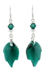 szmaragdowe kolczyki z kryształkami emerald leaf