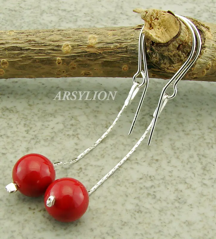 Kolczyki perła Swarovski Elements Red Coral