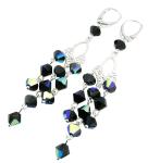 ARSYLION długie czarne kolczyki z kryształkami jet ab 595