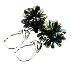 ARSYLION czarne opalizujące kolczyki jeżykowe kule 557