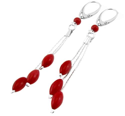 Kolczyki oliwki kamień koral