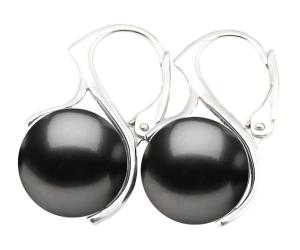 kolczyki  z perłami Swarovski kolor dar grey