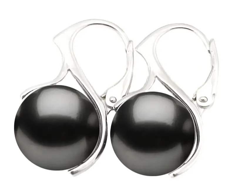 kolczyki  z perłami Swarovski kolor dar grey