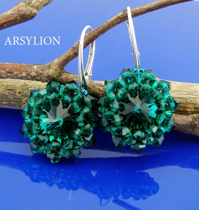 kolczyki z kryształkami emerald