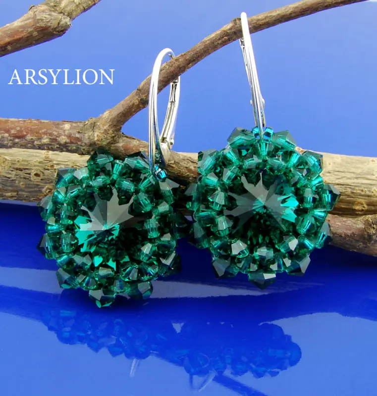 kolczyki z kryształkami emerald