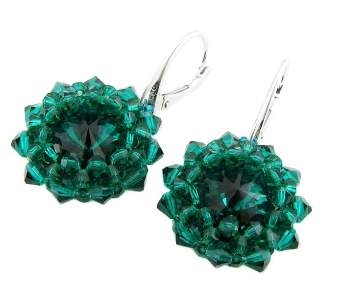 kolczyki z kryształkami emerald