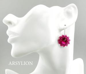 kolczyki z kryształkami fuchsia