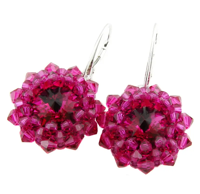 kolczyki z kryształkami fuchsia