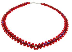 ARSYLION czerwony opalizujący naszyjnik kolia siam ruby ab 1107