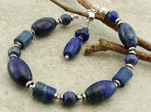 komplet bransoletka z zawieszką lapis lazuli
