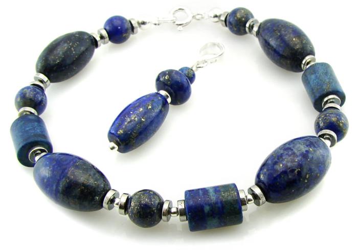 komplet bransoletka z zawieszką lapis lazuli