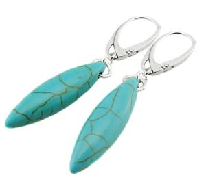 ARSYLION srebrne kolczyki turkus markizy 1295