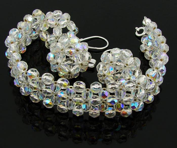 komplet silver crystal ab