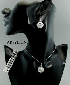 komplet silver crystal ab