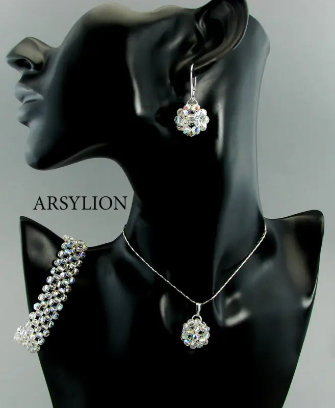 komplet silver crystal ab