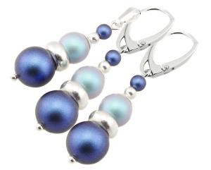 ARSYLION komplet z perłami Iridescent Dark Blue  Light Blue 632