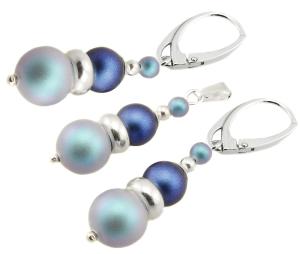 ARSYLION komplet z perłami Iridescent Dark Blue  Light Blue 1075