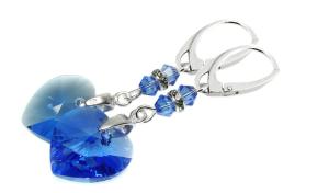 ARSYLION długie szafirowe kolczyki z kryształami sapphire 396