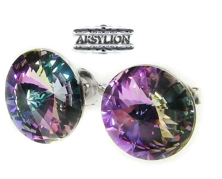 srebrne kolczyki z oryginalnymi kryształkami 12mm rivoli Vitrail Light
