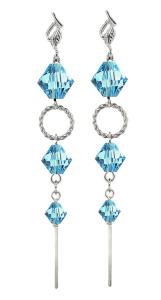  ARSYLION długie niebieskie kolczyki z  kryształkami Swarovski aquamarine 1187
