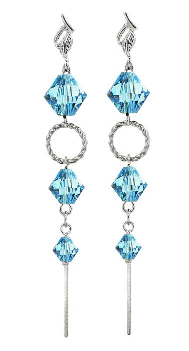 Kolczyki z kryształkami niebieskimi Swarovski Elements aquamarine