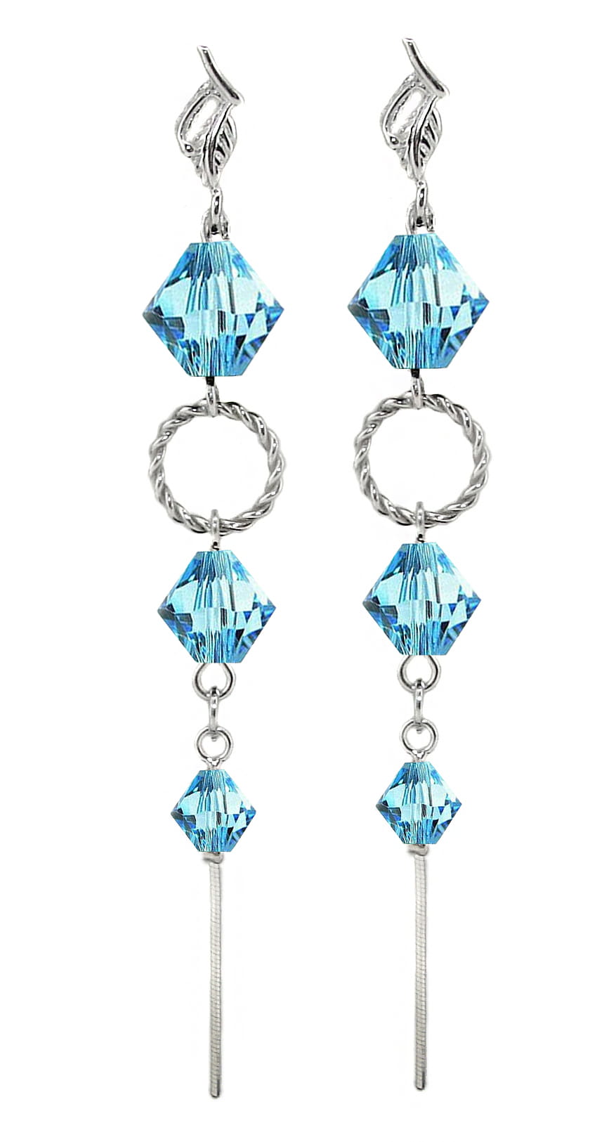 Kolczyki z kryształkami niebieskimi Swarovski Elements aquamarine