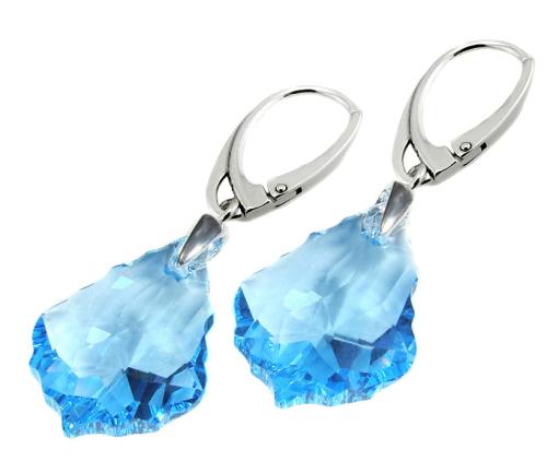 Kolczyki z oryginalnymi kryształkami Aquamarine