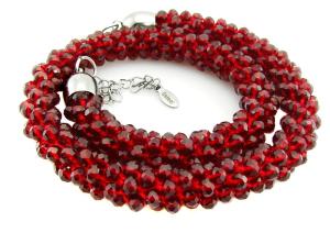 naszyjnik czerwony kryształki siam ruby