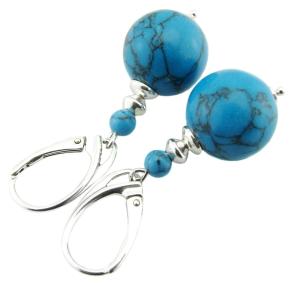 ARSYLION kolczyki turkus niebieski 1,4cm kule 681